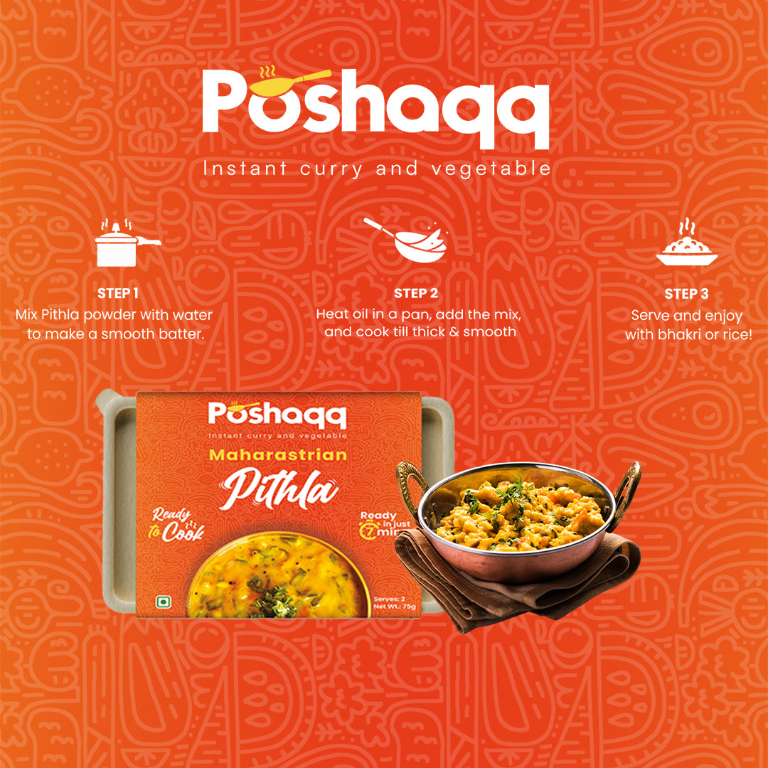 Traditional pithla mix by Poshaqq – easy cooking, mess-free, fast dinner