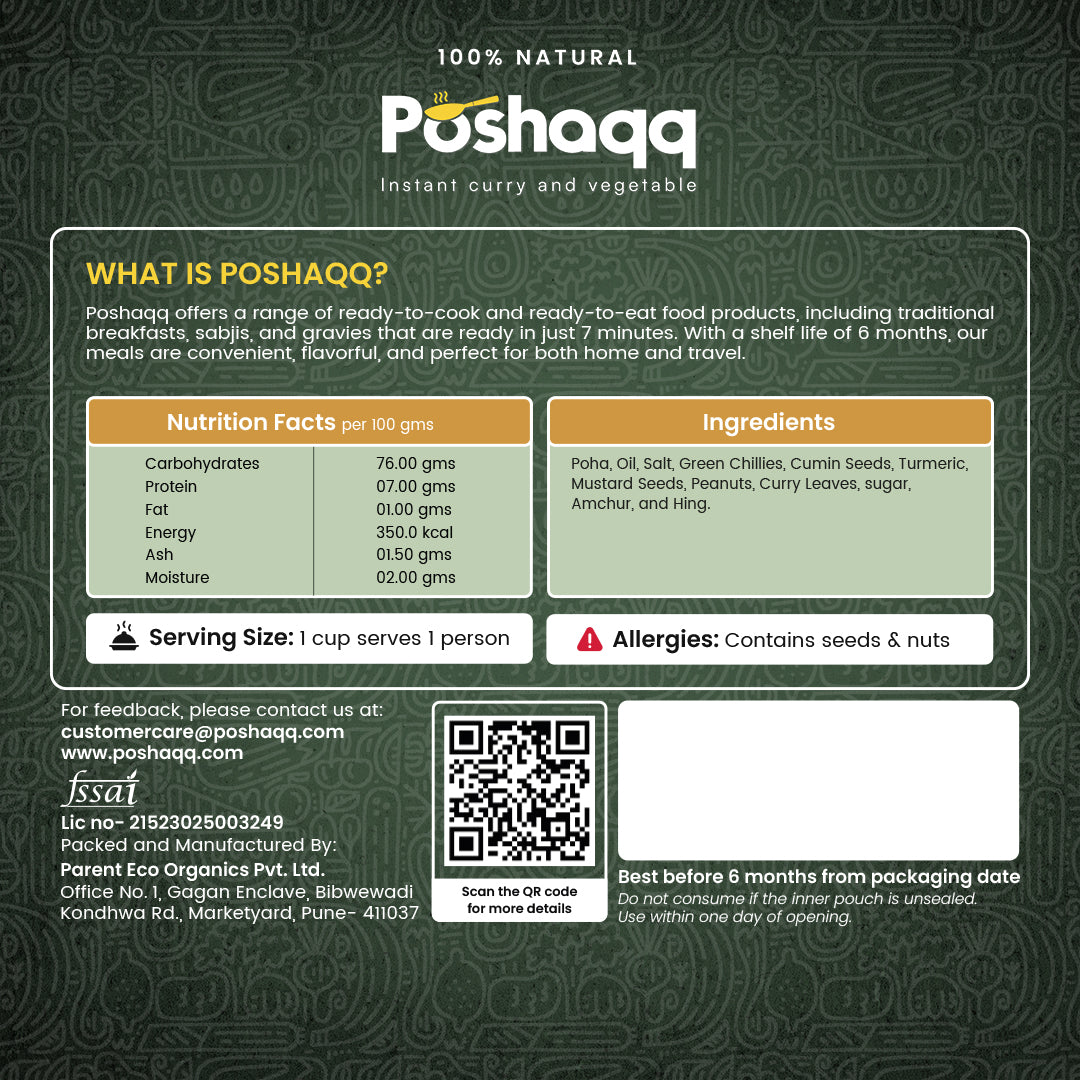 Instant kanda poha by Poshaqq – no prep, no waste, fast breakfast
