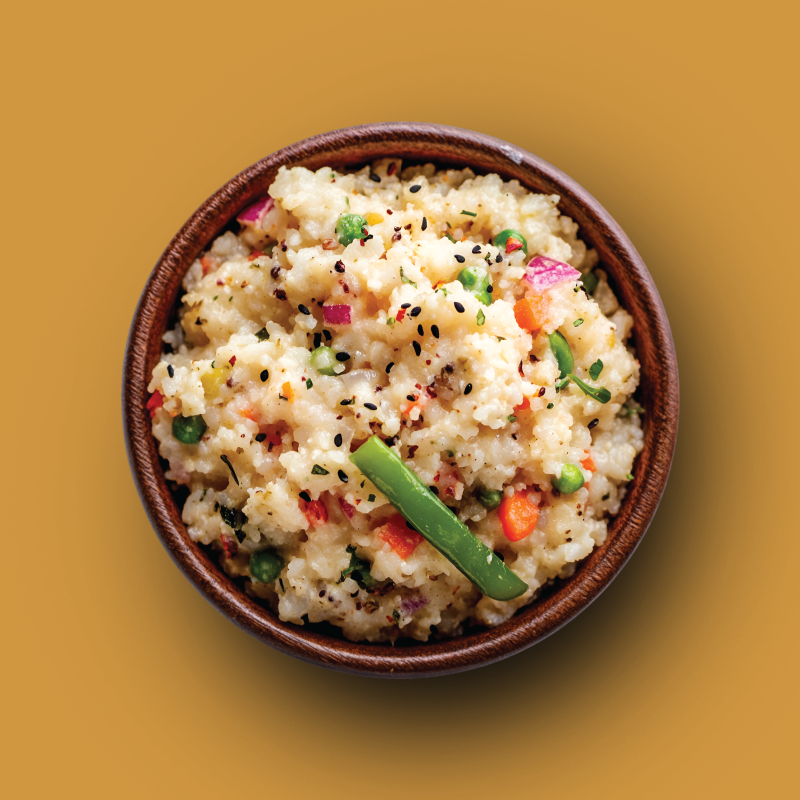Poshaqq JAIN| Ready to Eat Upma – Instant South Indian Breakfast with Semolina (Rava), Veggies & Spices | Healthy, High-Fiber, No Preservatives | Quick Cooking, Travel-Friendly Indian Snack (60 (Gram) Pack of 1)