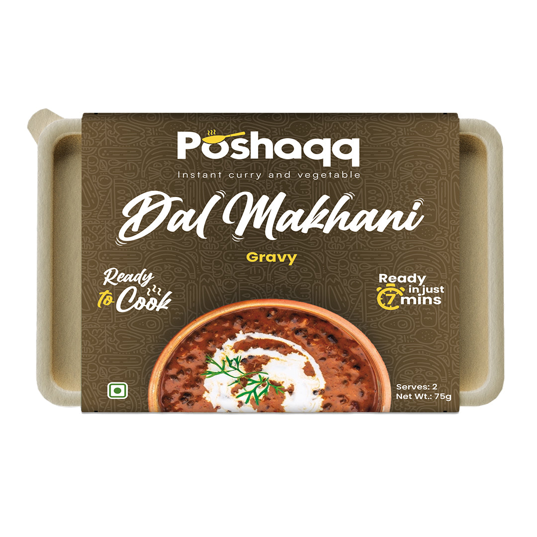 Poshaqq | Dhaba Style Creamy Dal Makhani Ready to Cook | Ready in 7 mins | Traditional Dal Makhani | No Preservatives or No Artificial Colors | Serves 2 | 75 grams (Pack of 1)