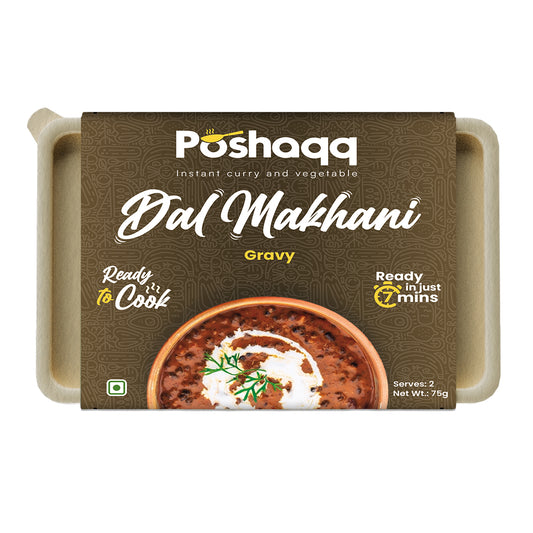 Poshaqq | Dhaba Style Creamy Dal Makhani Ready to Cook | Ready in 7 mins | Traditional Dal Makhani | No Preservatives or No Artificial Colors | Serves 2 | 75 grams (Pack of 1)