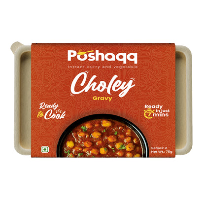 Poshaqq | Purani Dilli Chole Masala Curry Paste 75g | After Cooking 300GMS | Ready to Cook in 7 mins | Serves 2 | Just add Kabuli Chana | Made with Ghee | No Preservatives | Eat with Chawal, Puri, Bhature | Indian Masala Gravy