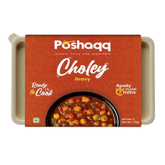 Poshaqq | Purani Dilli Chole Masala Curry Paste 75g | After Cooking 300GMS | Ready to Cook in 7 mins | Serves 2 | Just add Kabuli Chana | Made with Ghee | No Preservatives | Eat with Chawal, Puri, Bhature | Indian Masala Gravy