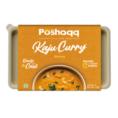 Poshaqq | Kaju Curry | Ready to Eat & Cook Meal Kit | After Cooking 350GM to Serve | Vegetarian Meal | Easy to Make Food | Just Add Milk and Cook | 2 Servings | 75 grams (Pack of 1)