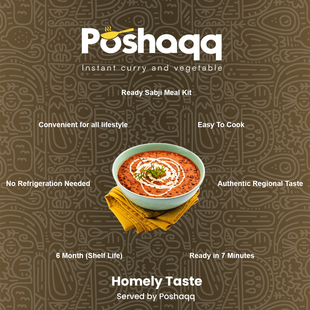 Poshaqq | Dhaba Style Creamy Dal Makhani Ready to Cook | Ready in 7 mins | Traditional Dal Makhani | No Preservatives or No Artificial Colors | Serves 2 | 75 grams (Pack of 1)
