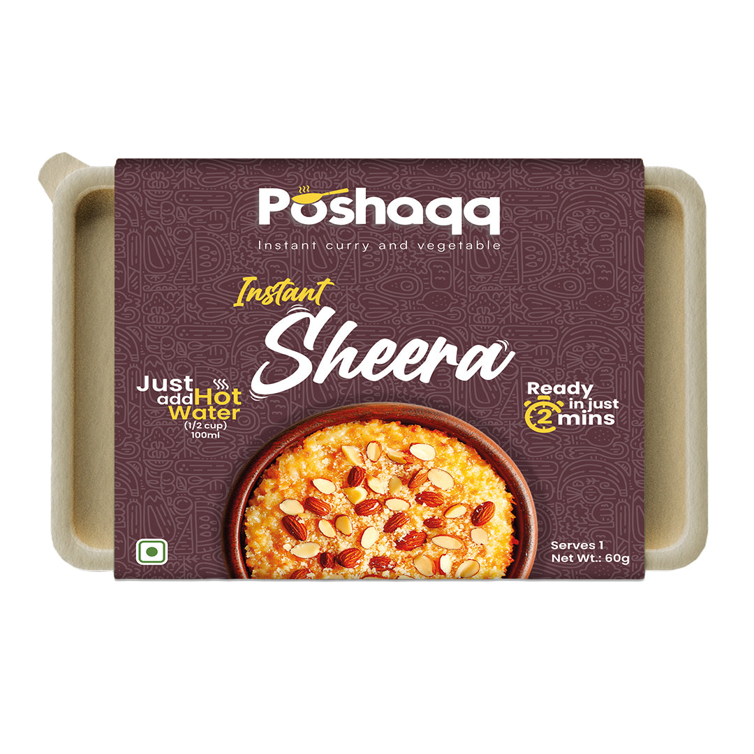 Ready in 3mins sheera mix by Poshaqq – hassle-free Indian sweet, zero kitchen waste,tasty, home like sheera

