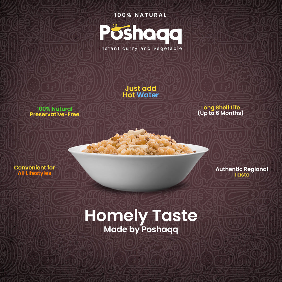 Ready in 3 mins sheera mix by Poshaqq – hassle-free Indian sweet, zero kitchen waste